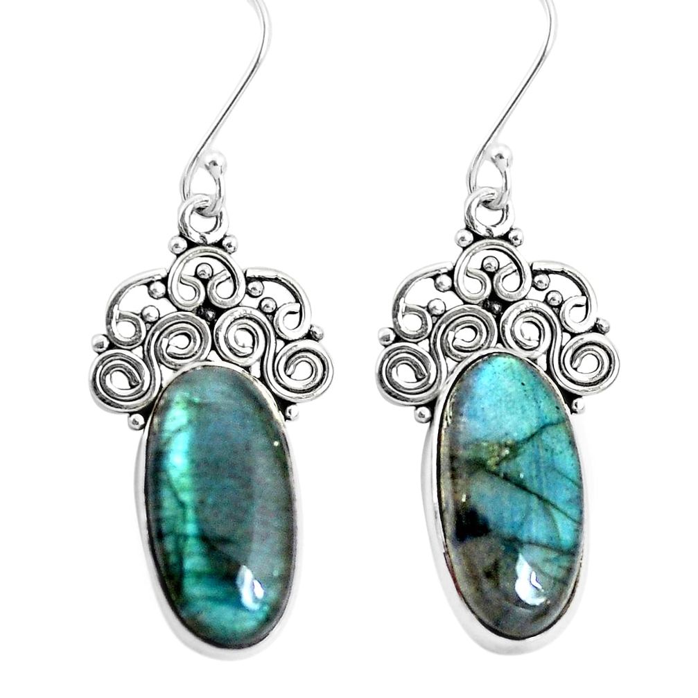 11.93cts natural blue labradorite 925 sterling silver dangle earrings p29642