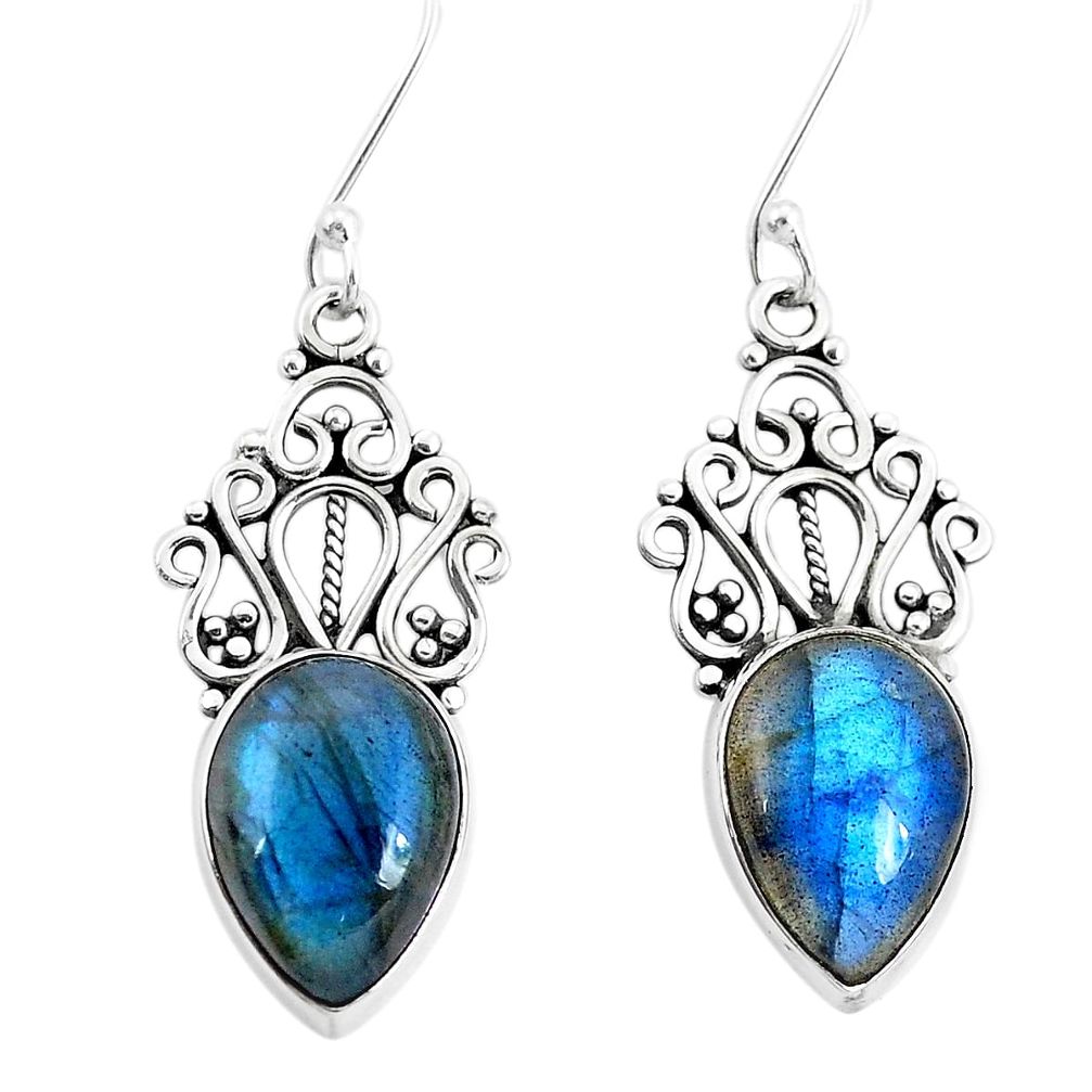 11.44cts natural blue labradorite 925 sterling silver dangle earrings p29646