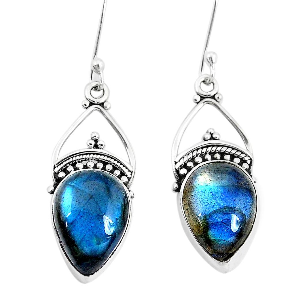 12.07cts natural blue labradorite 925 sterling silver dangle earrings p29648