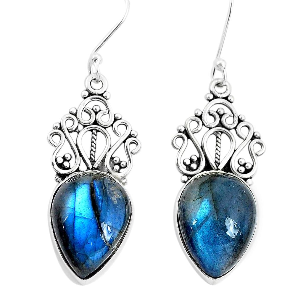 17.42cts natural blue labradorite 925 sterling silver dangle earrings p29649