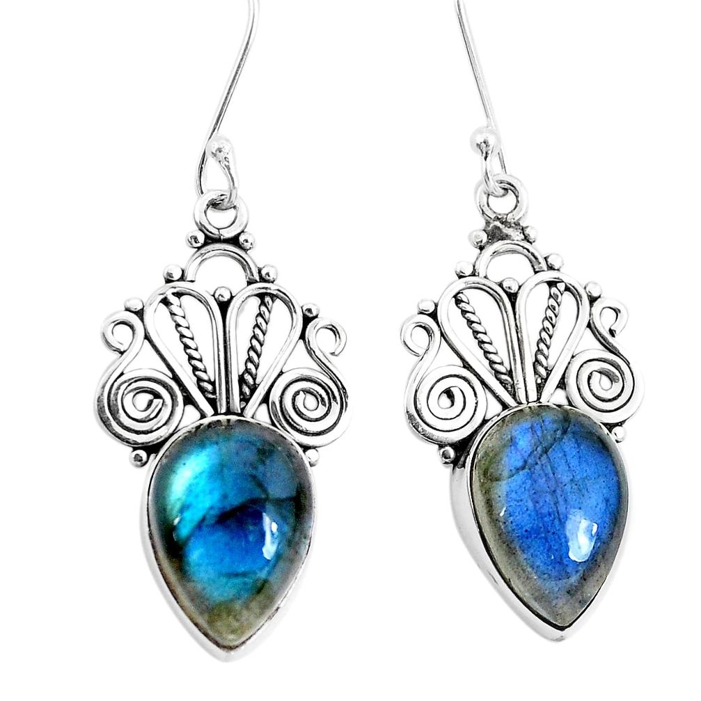 12.71cts natural blue labradorite 925 sterling silver dangle earrings p29654