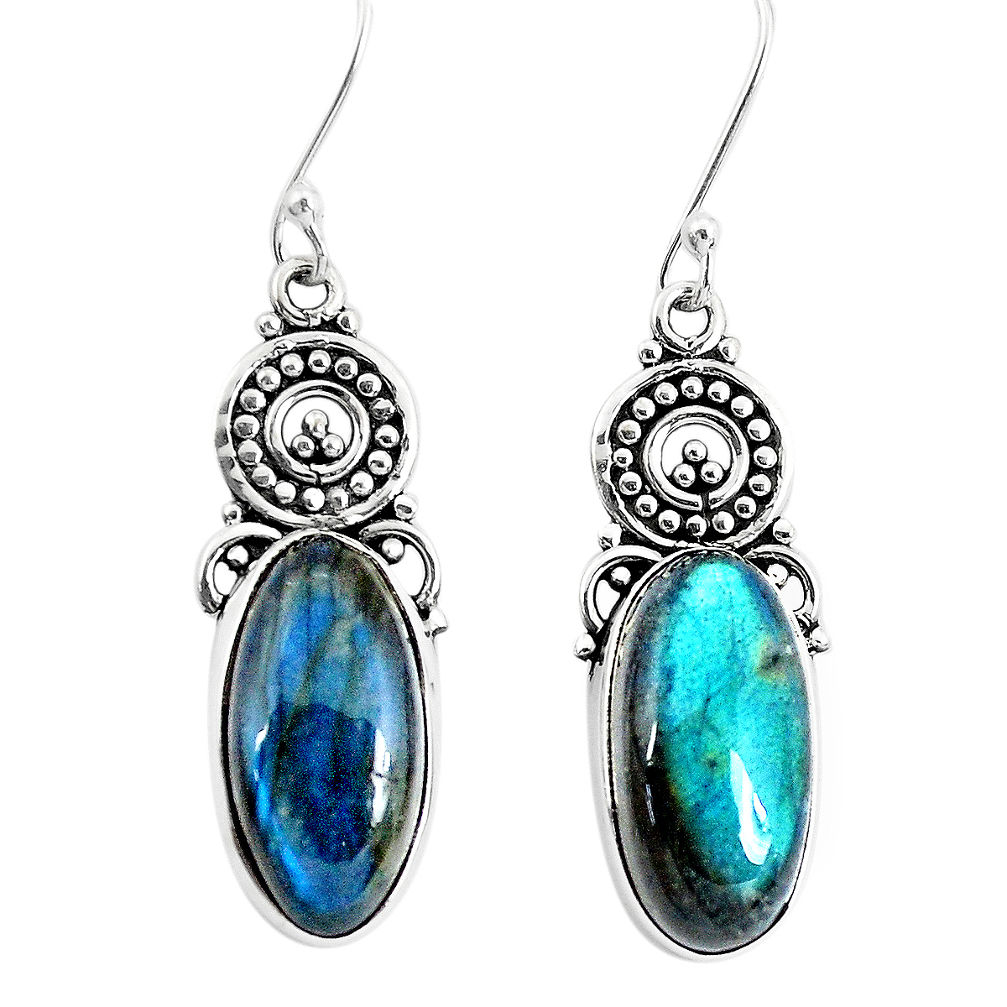 12.60cts natural blue labradorite 925 sterling silver dangle earrings p29658