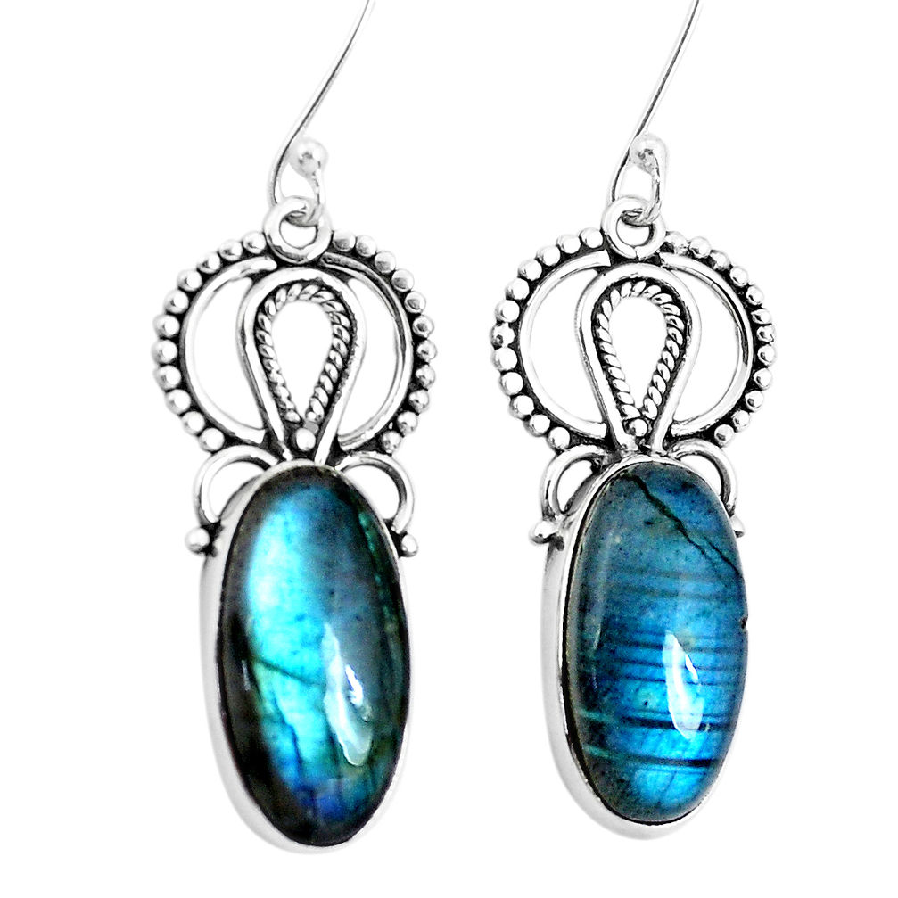925 sterling silver 12.96cts natural blue labradorite dangle earrings p29659