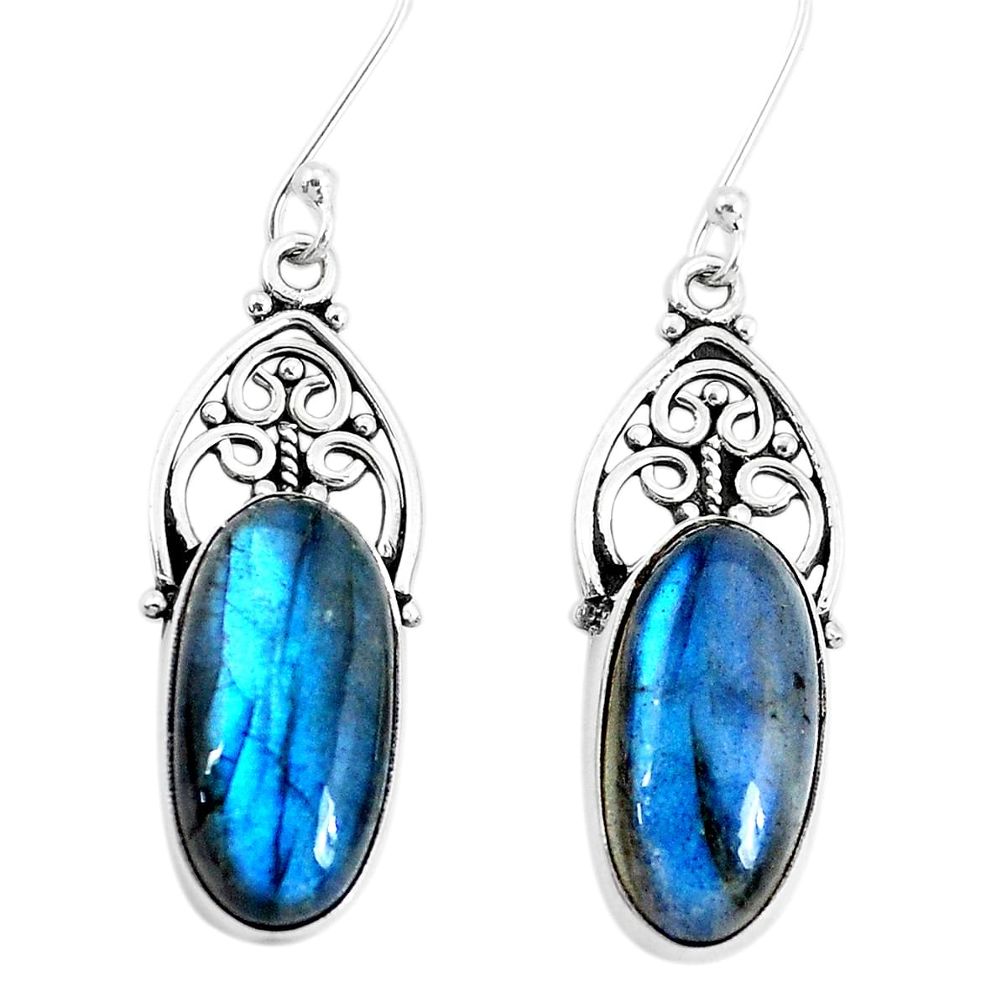 11.89cts natural blue labradorite 925 sterling silver dangle earrings p29660