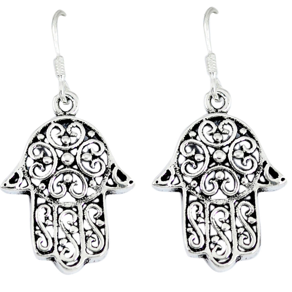 925 silver filigree design solid hand of god hamsa earrings jewelry p3002