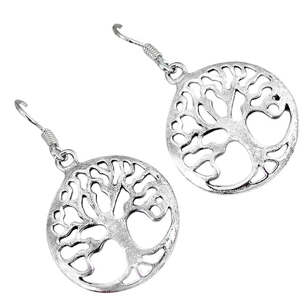 Indonesian bali style solid 925 silver tree of life earrings jewelry p3044