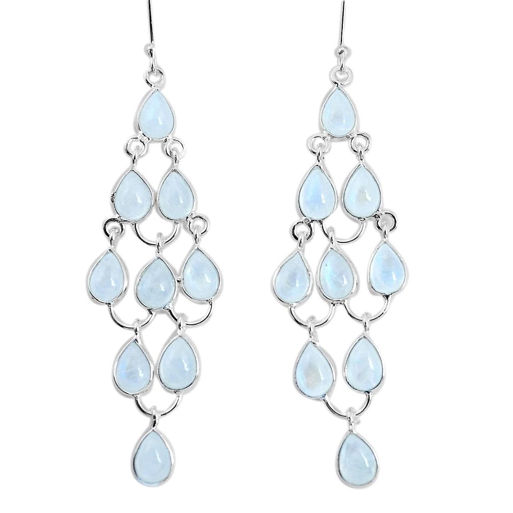 21.69cts natural rainbow moonstone 925 silver chandelier earrings jewelry p30498