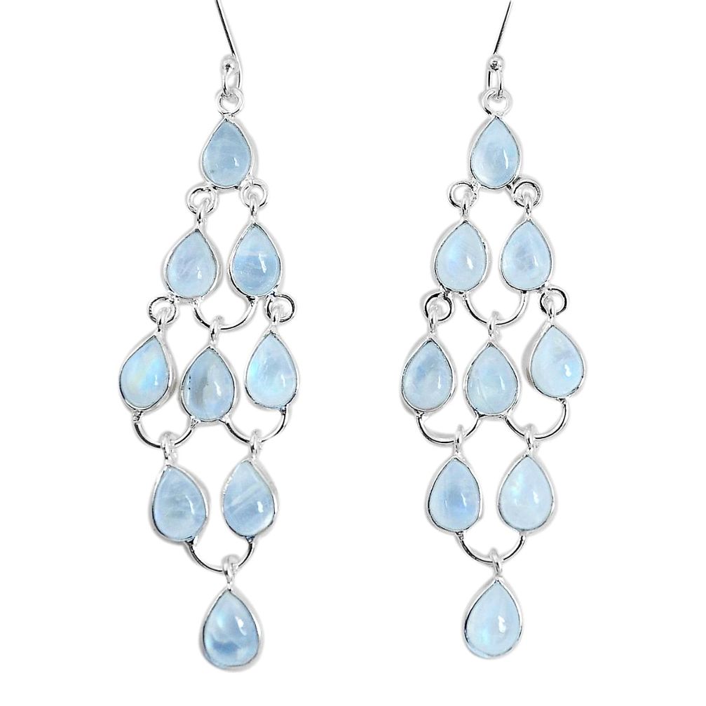 23.26cts natural rainbow moonstone 925 silver chandelier earrings jewelry p30499