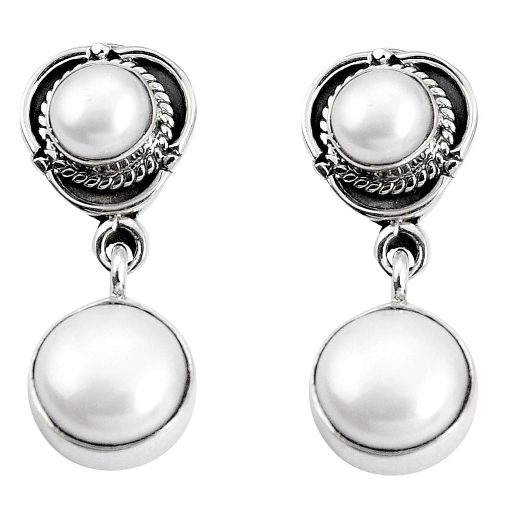 925 sterling silver 13.09cts natural white pearl dangle earrings jewelry p30513