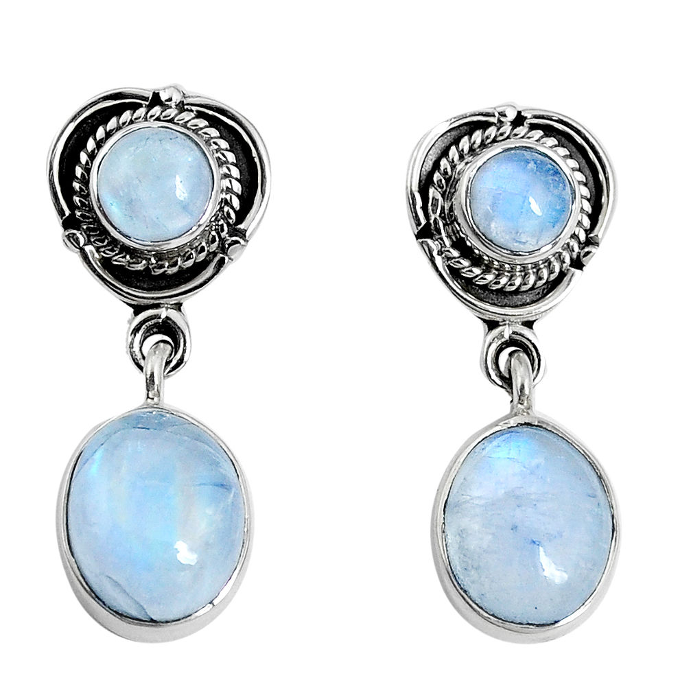 12.71cts natural rainbow moonstone 925 sterling silver dangle earrings p30516