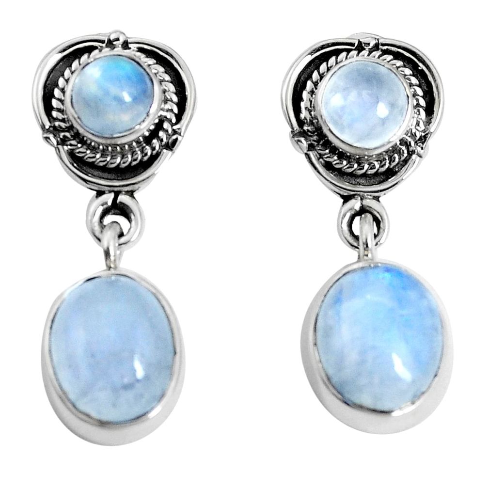 13.03cts natural rainbow moonstone 925 sterling silver dangle earrings p30518