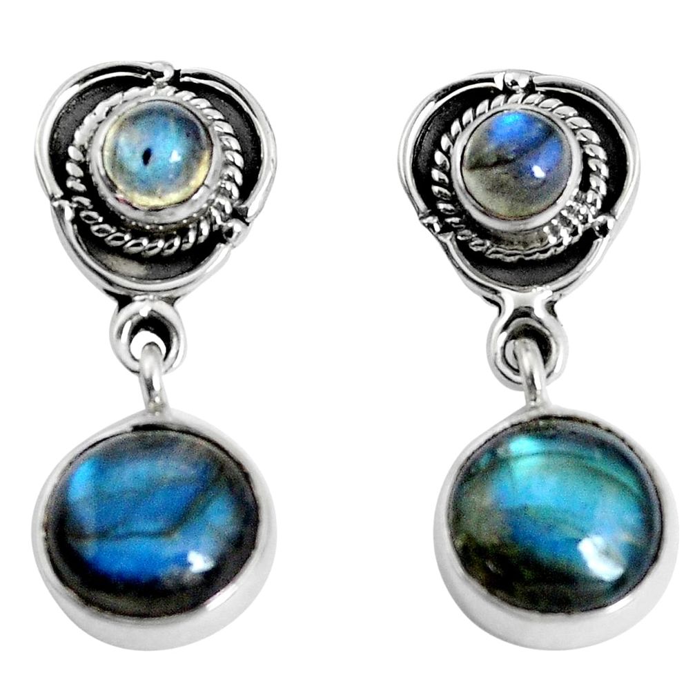 11.89cts natural blue labradorite 925 sterling silver dangle earrings p30519