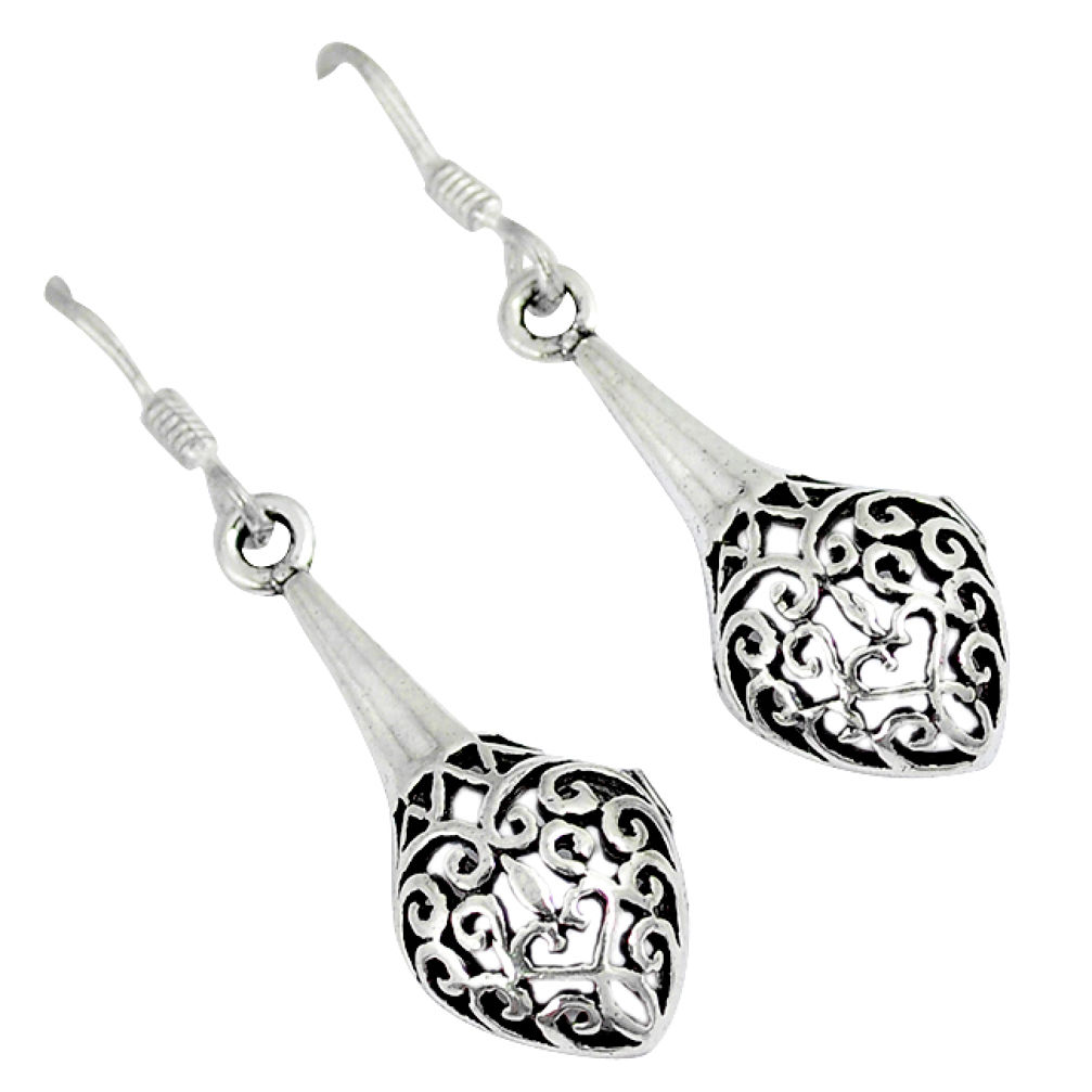 Indonesian bali style solid 925 sterling silver dangle designer earrings p3053