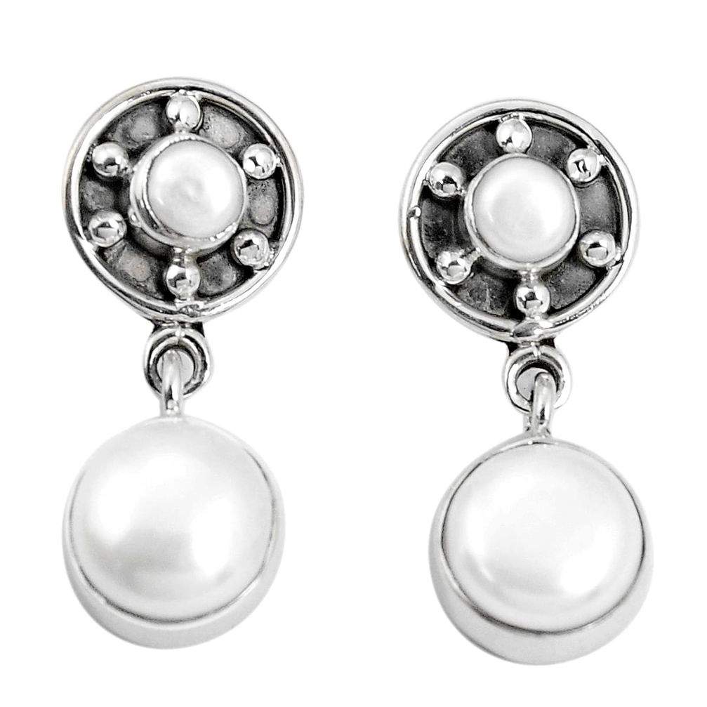 13.46cts natural white pearl 925 sterling silver dangle earrings jewelry p30532