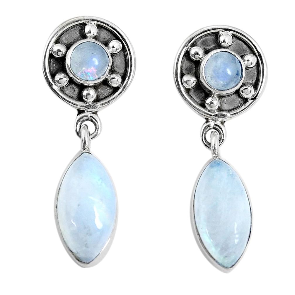 925 sterling silver 12.71cts natural rainbow moonstone dangle earrings p30533