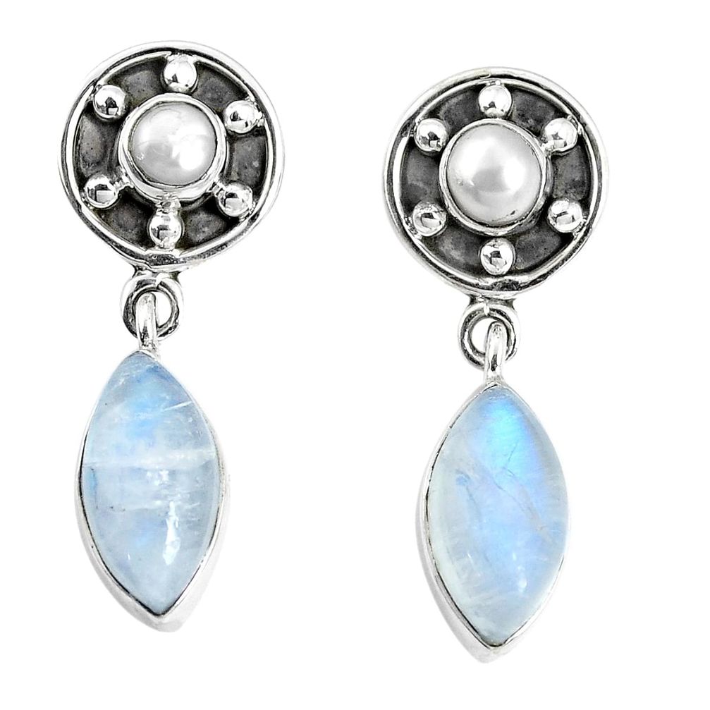 12.71cts natural rainbow moonstone 925 sterling silver dangle earrings p30534