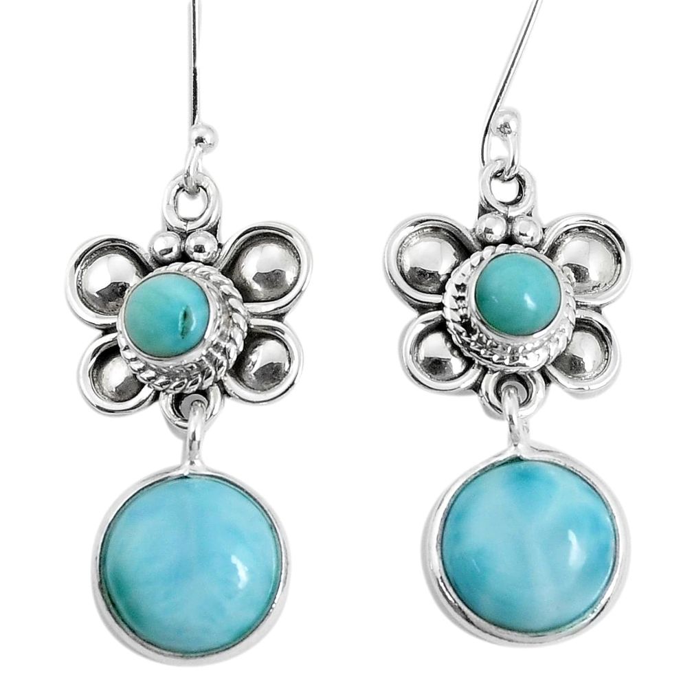 11.27cts natural blue larimar 925 sterling silver butterfly earrings p30570