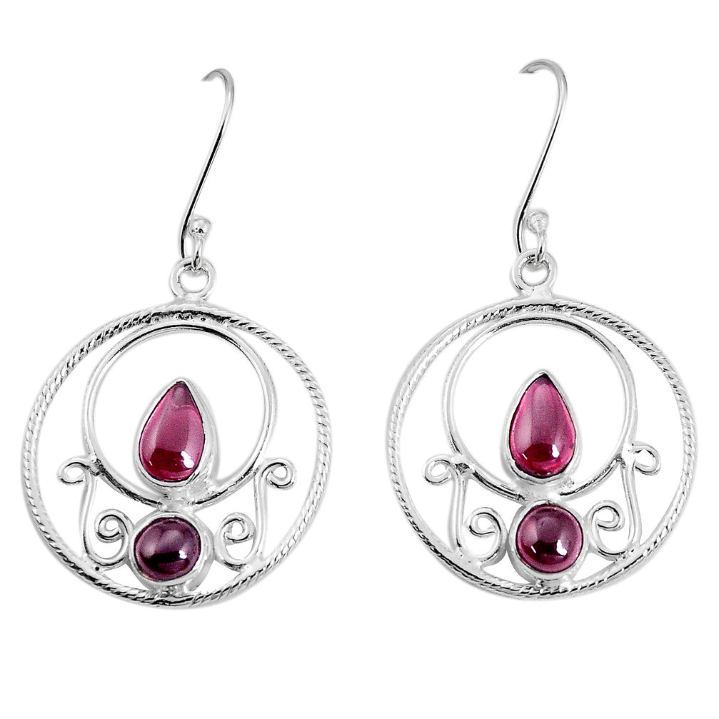 6.08cts natural red garnet 925 sterling silver dangle earrings jewelry p30581