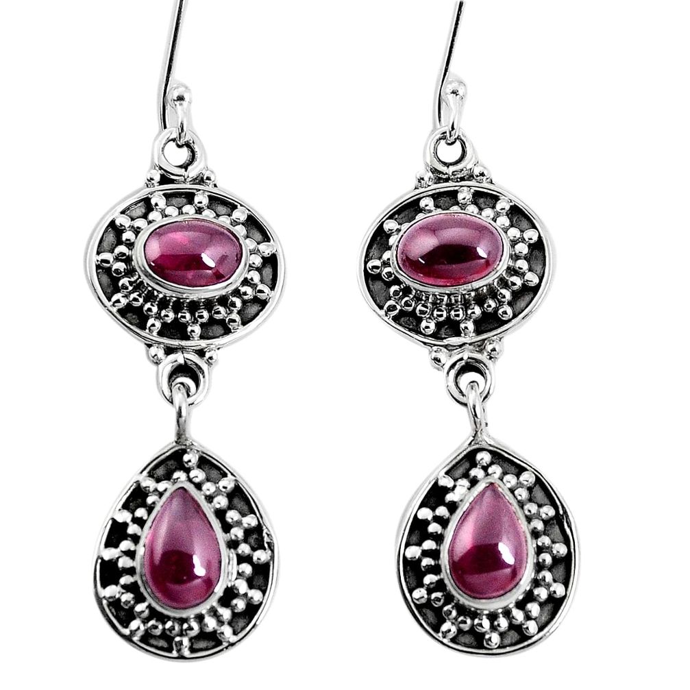 925 sterling silver 7.02cts natural red garnet dangle earrings jewelry p30610