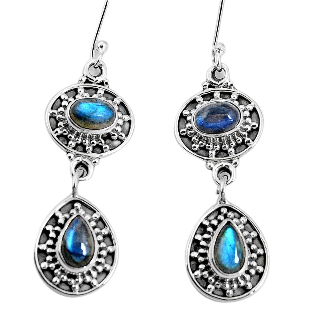 6.80cts natural blue labradorite 925 sterling silver dangle earrings p30615