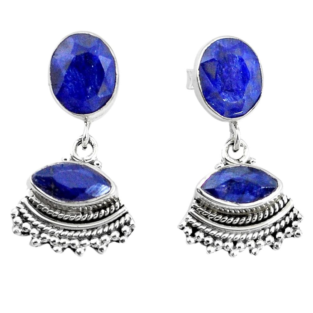 9.13cts natural blue sapphire 925 sterling silver dangle earrings jewelry p30625