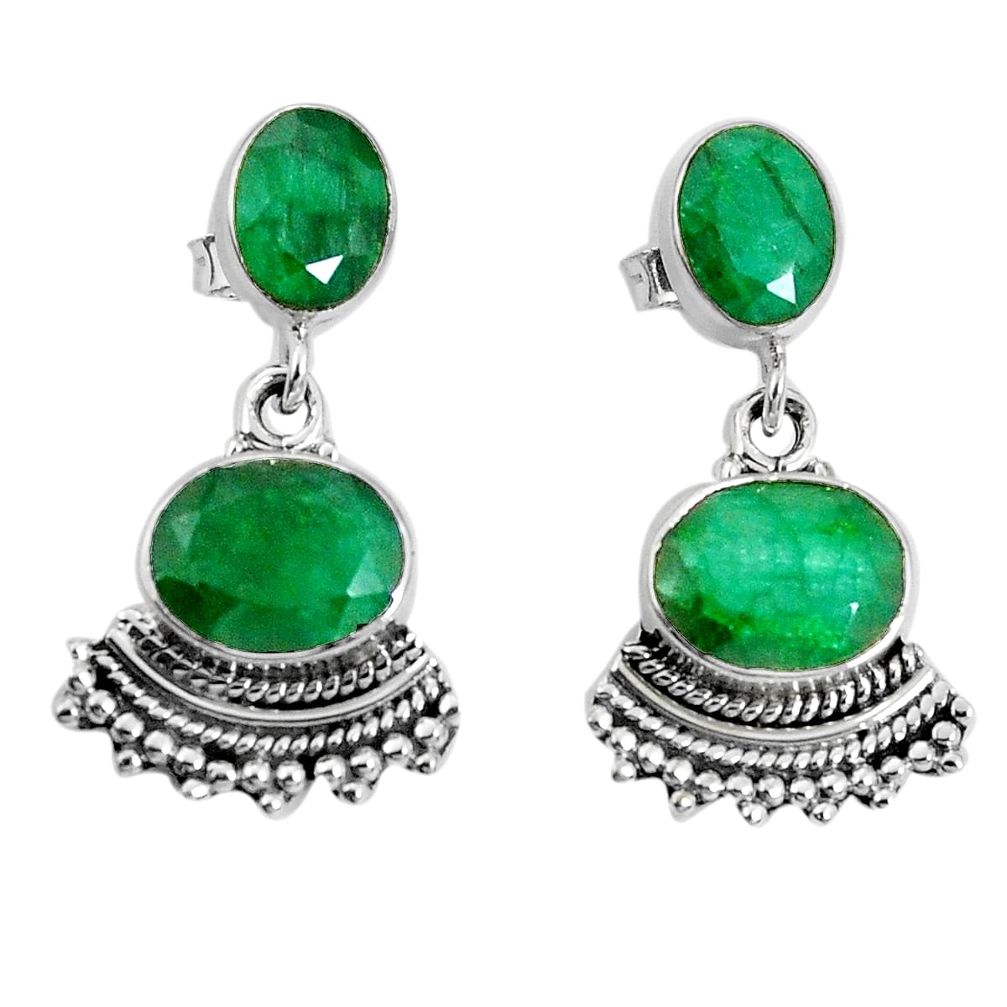 8.96cts natural green emerald 925 sterling silver dangle earrings jewelry p30627