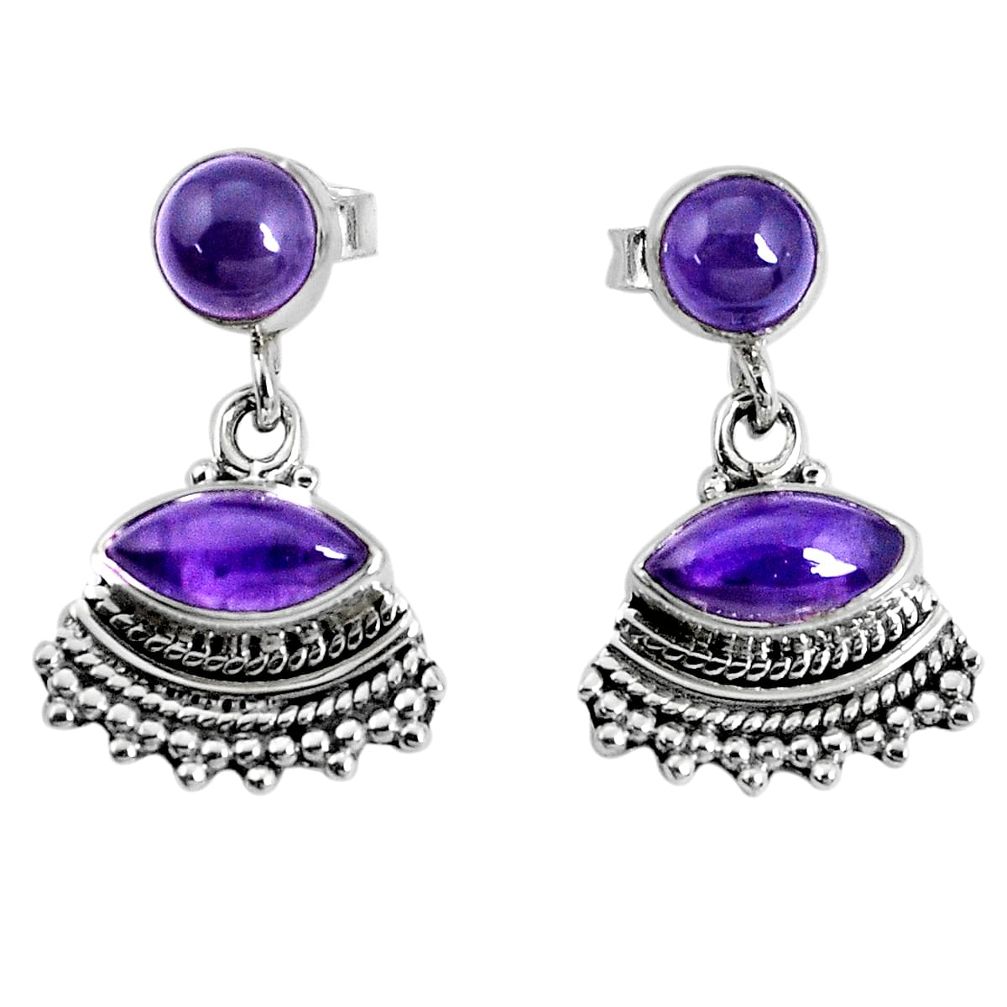 7.40cts natural purple amethyst 925 sterling silver dangle earrings p30628