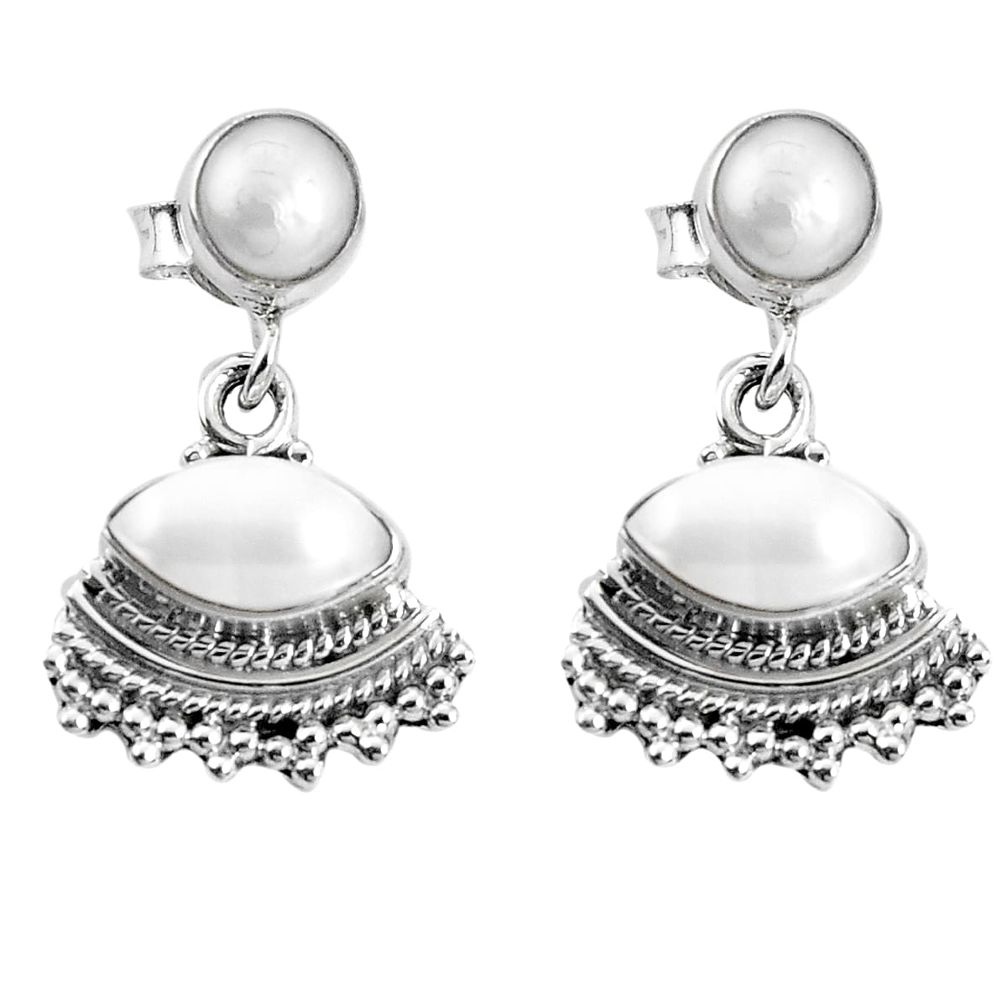 925 sterling silver 7.66cts natural white pearl dangle earrings jewelry p30635