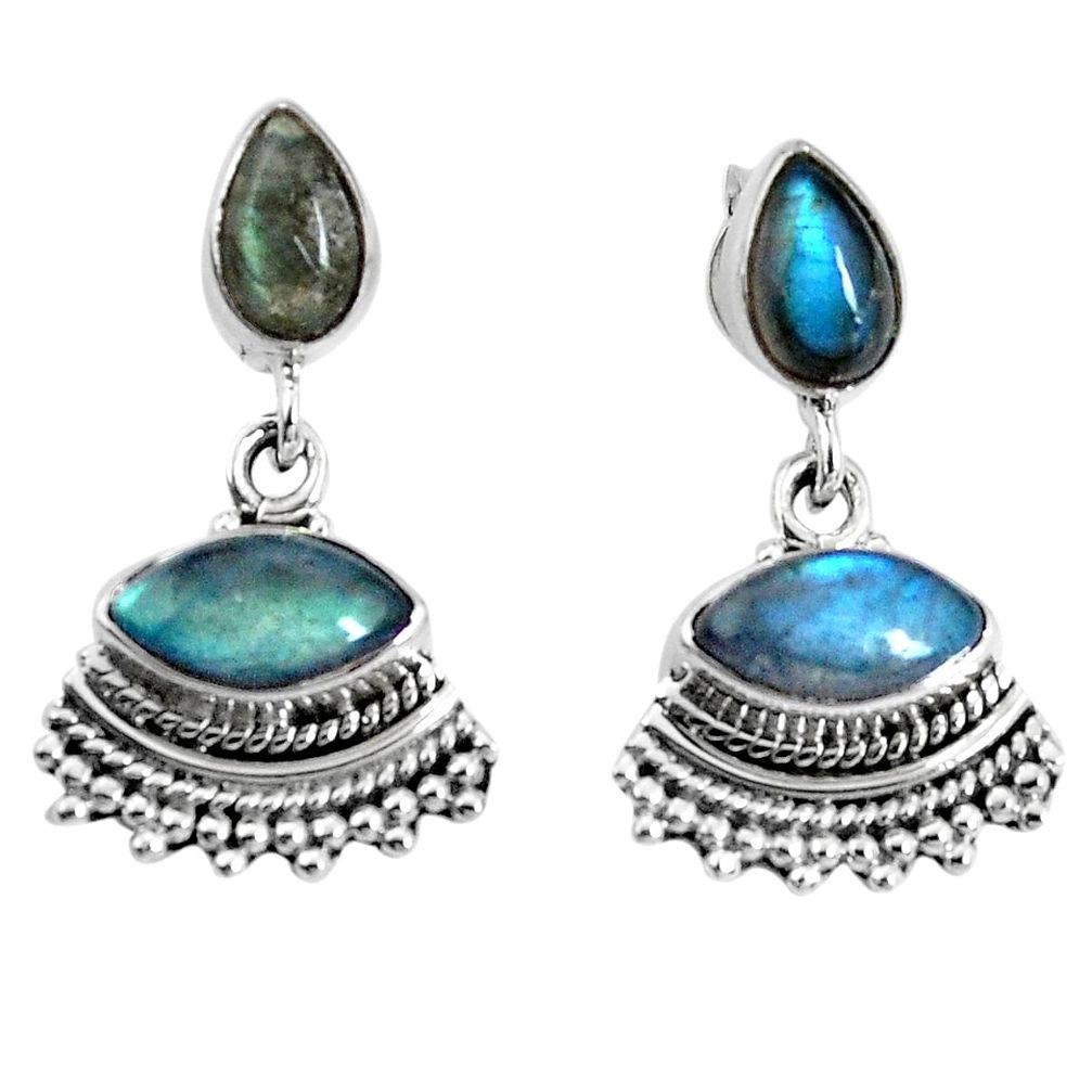 925 sterling silver 7.83cts natural blue labradorite dangle earrings p30637