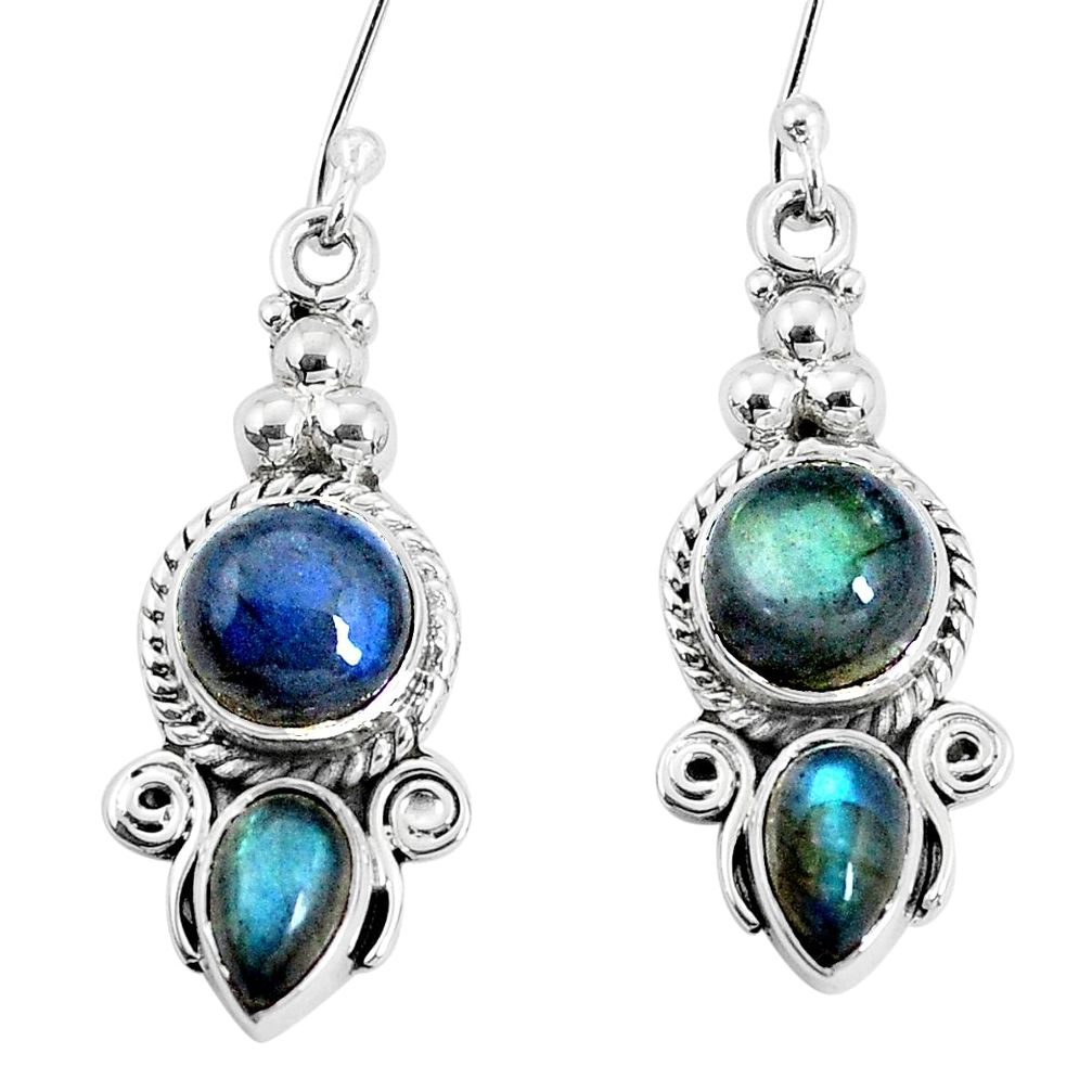 9.42cts natural blue labradorite 925 sterling silver dangle earrings p30654