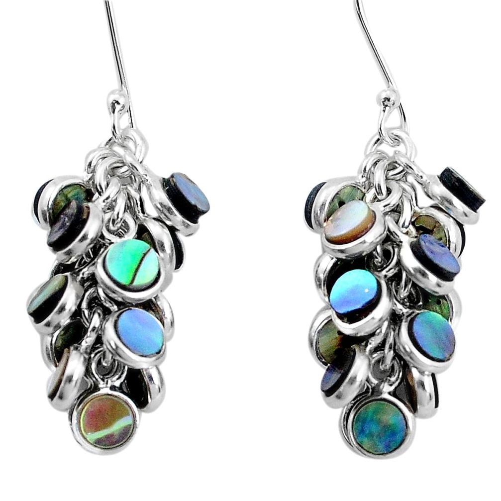 15.74cts natural green abalone paua seashell silver chandelier earrings p31033