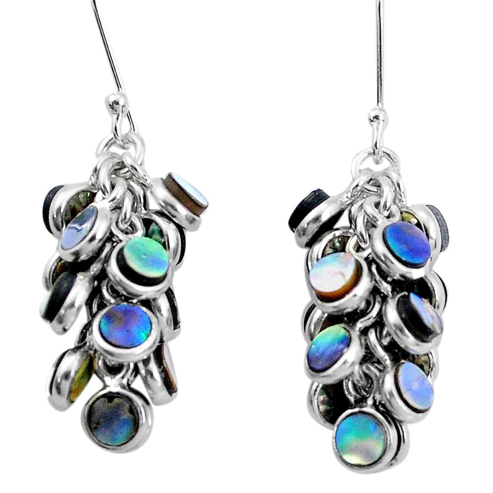 16.54cts natural abalone paua seashell 925 silver chandelier earrings p31035