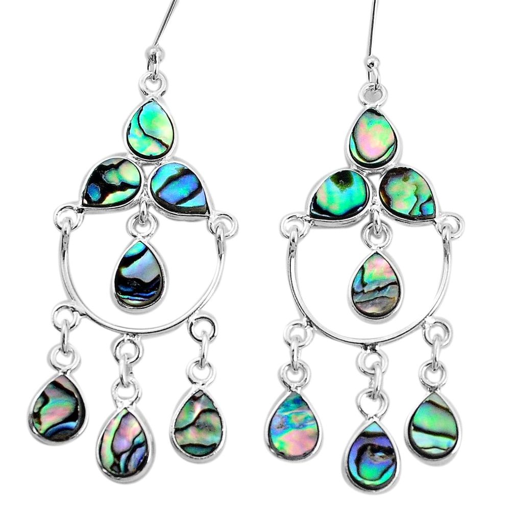 925 silver natural green abalone paua seashell chandelier earrings p31058