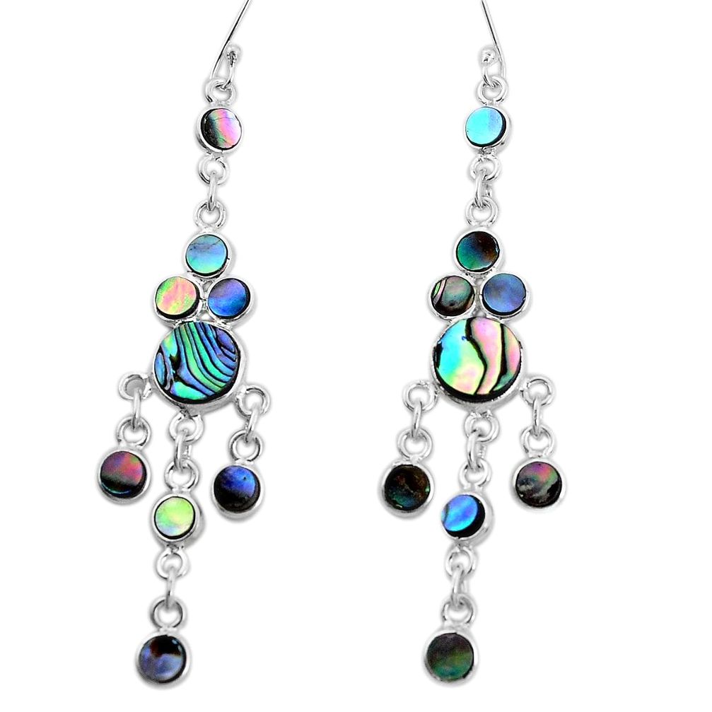 12.03cts natural abalone paua seashell 925 silver chandelier earrings p31074