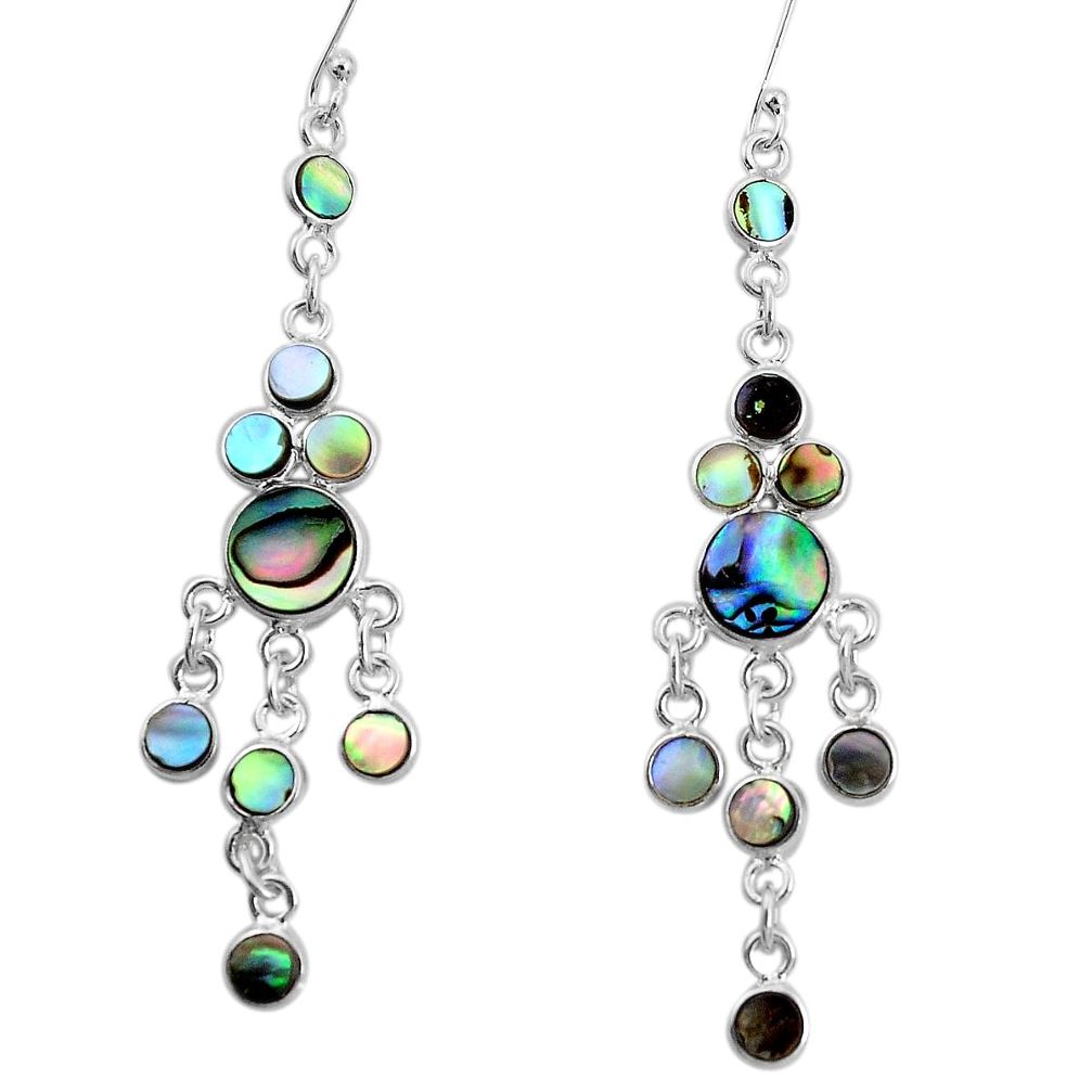 10.84cts natural green abalone paua seashell silver chandelier earrings p31076