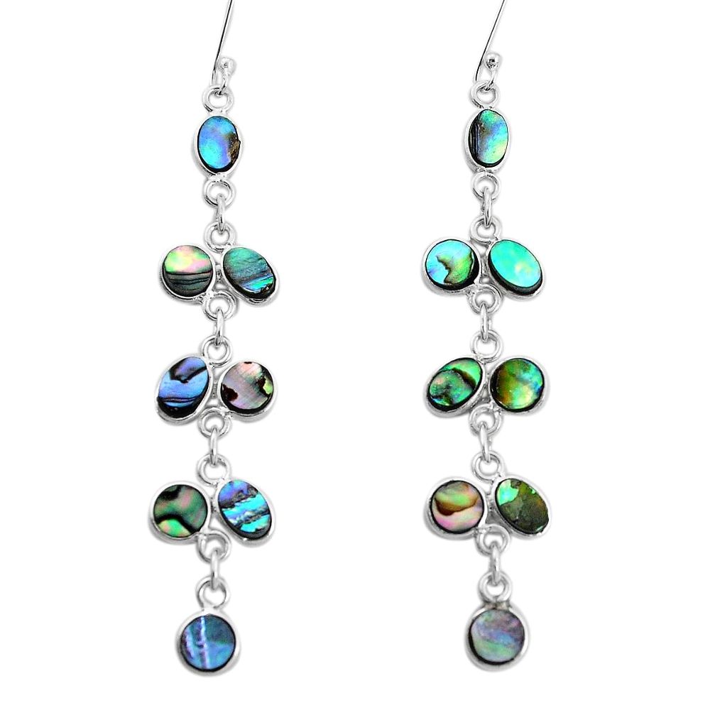 13.28cts natural green abalone paua seashell silver chandelier earrings p31108