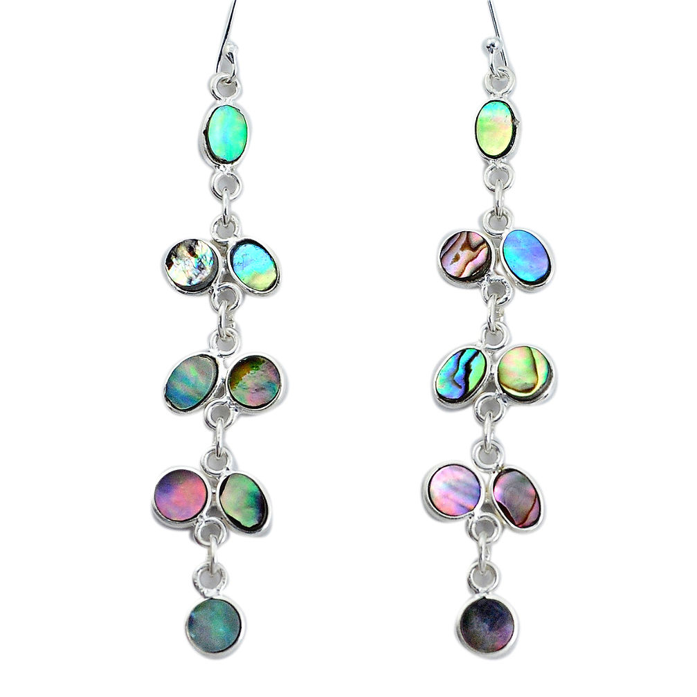 10.78cts natural green abalone paua seashell silver chandelier earrings p31123