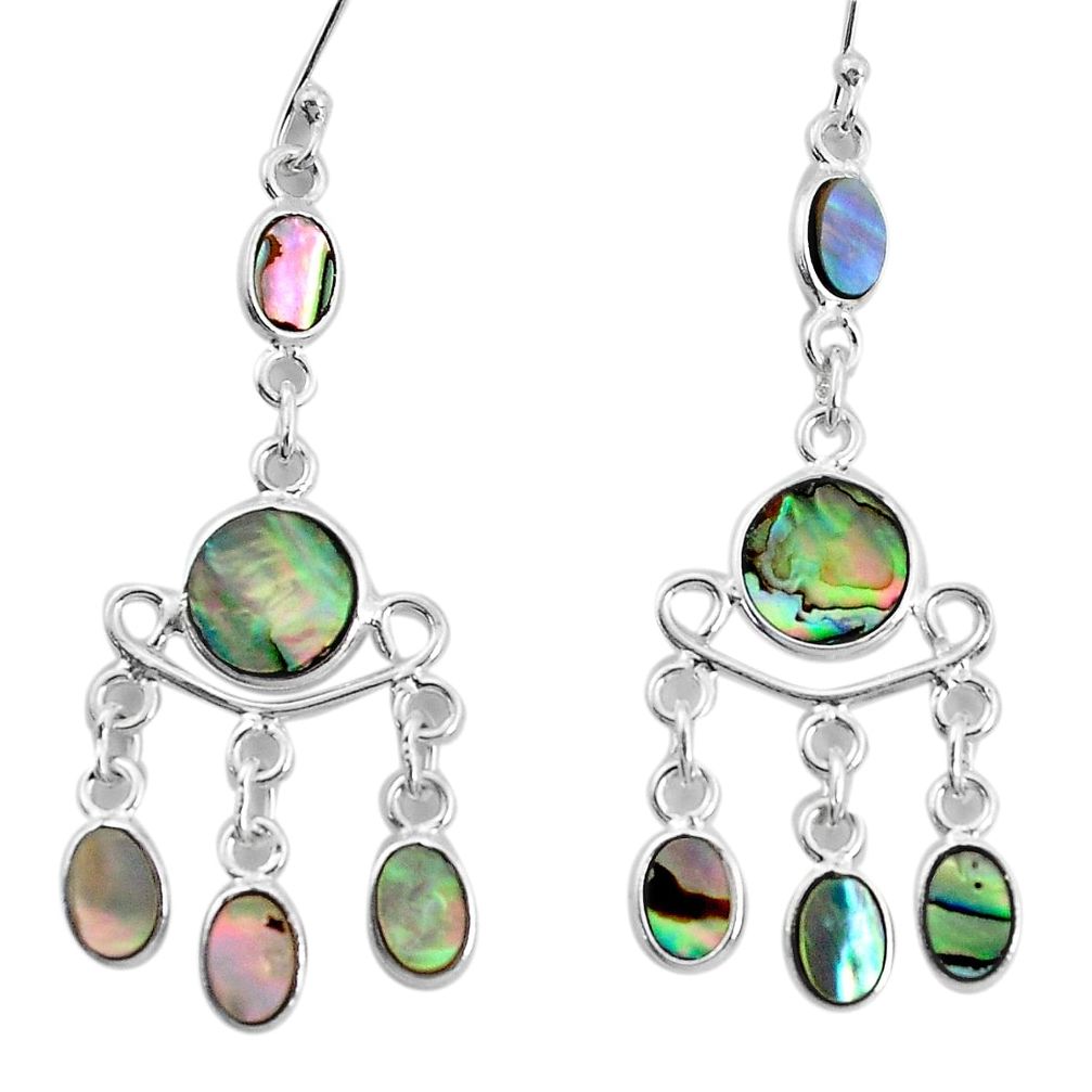 10.37cts natural abalone paua seashell 925 silver chandelier earrings p31136