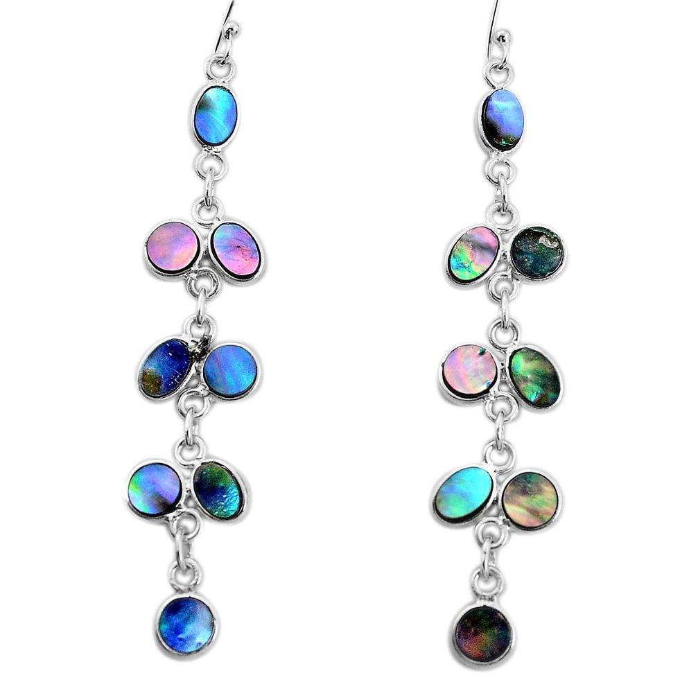 10.84cts natural abalone paua seashell 925 silver chandelier earrings p31138