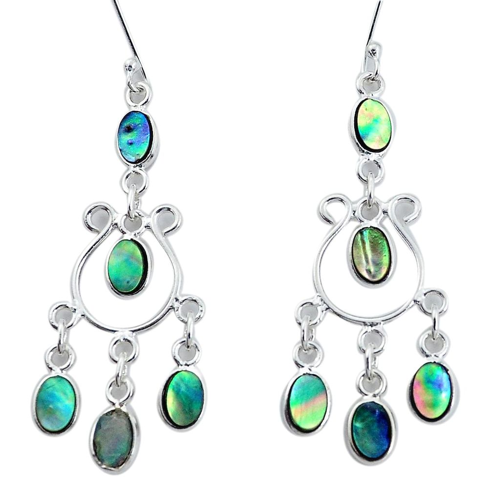 8.80cts natural green abalone paua seashell silver chandelier earrings p31142