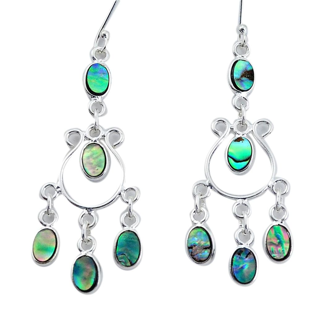 9.05cts natural abalone paua seashell 925 silver chandelier earrings p31146