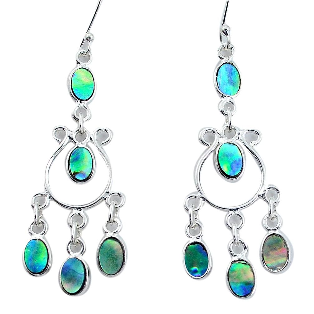 8.42cts natural abalone paua seashell 925 silver chandelier earrings p31148