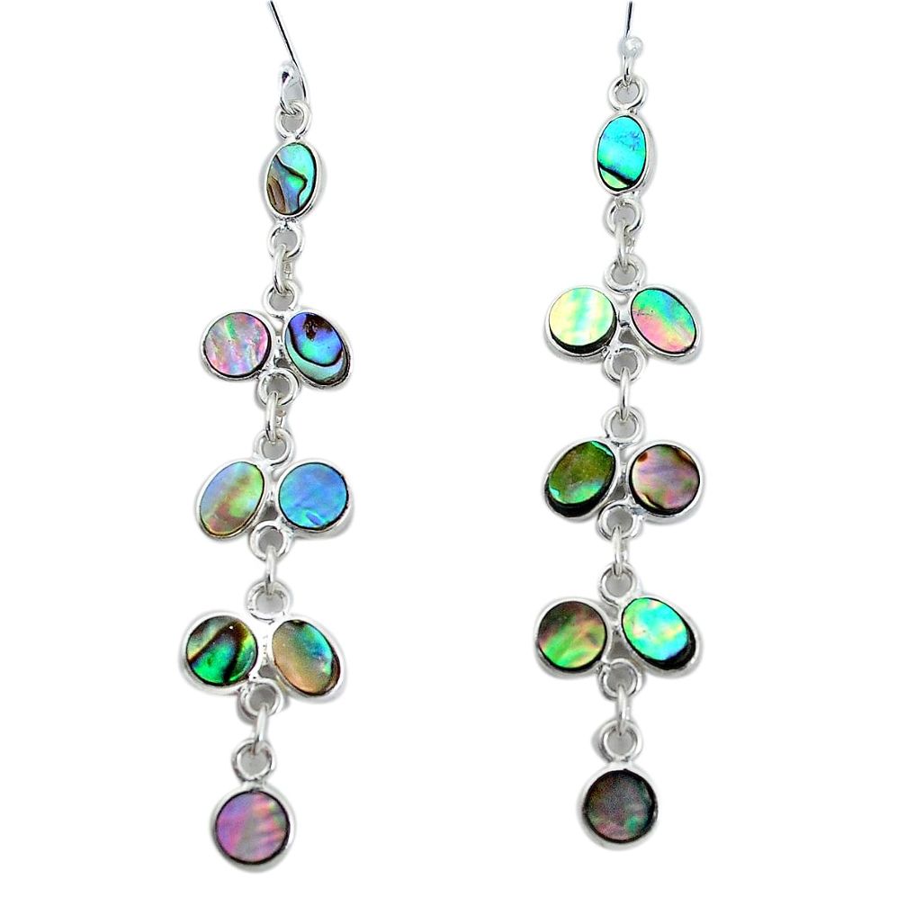 10.29cts natural abalone paua seashell 925 silver chandelier earrings p31149