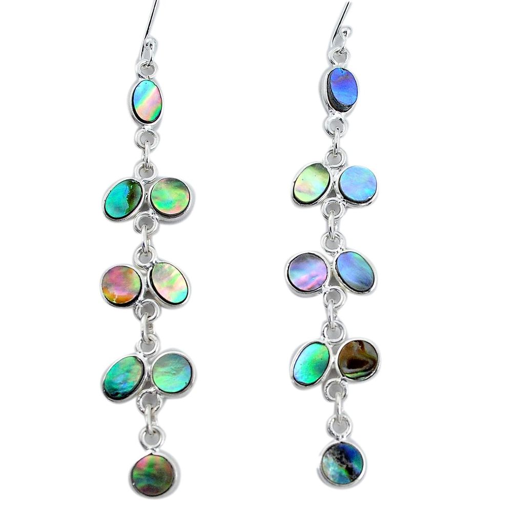 10.78cts natural green abalone paua seashell silver chandelier earrings p31159