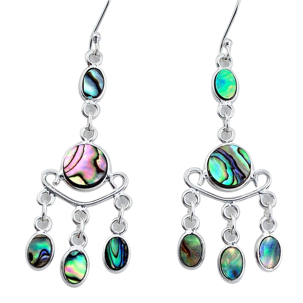 10.31cts natural green abalone paua seashell silver chandelier earrings p31176