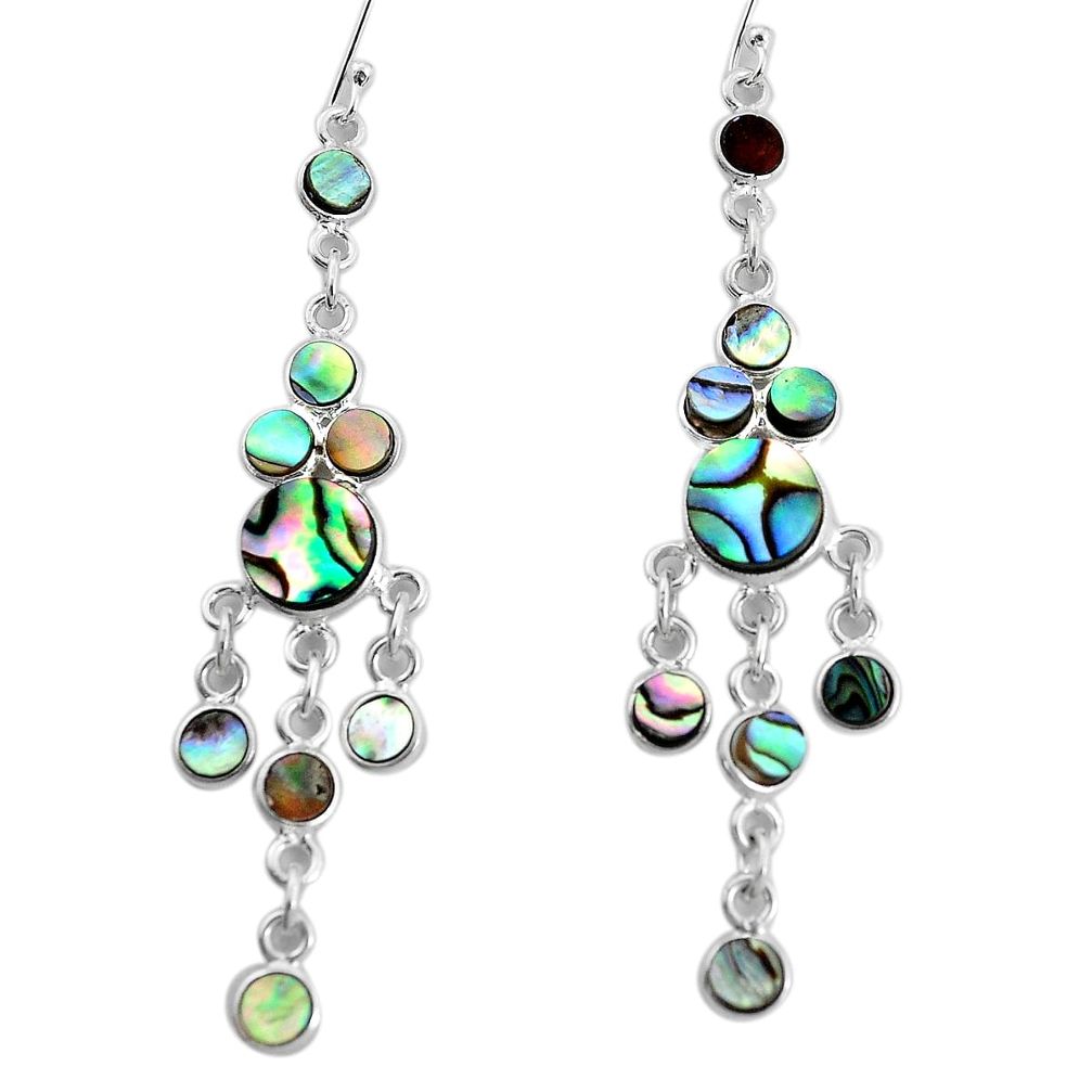 14.12cts natural abalone paua seashell 925 silver chandelier earrings p31204