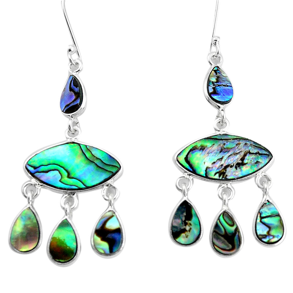 925 silver 14.72cts natural abalone paua seashell chandelier earrings p31208