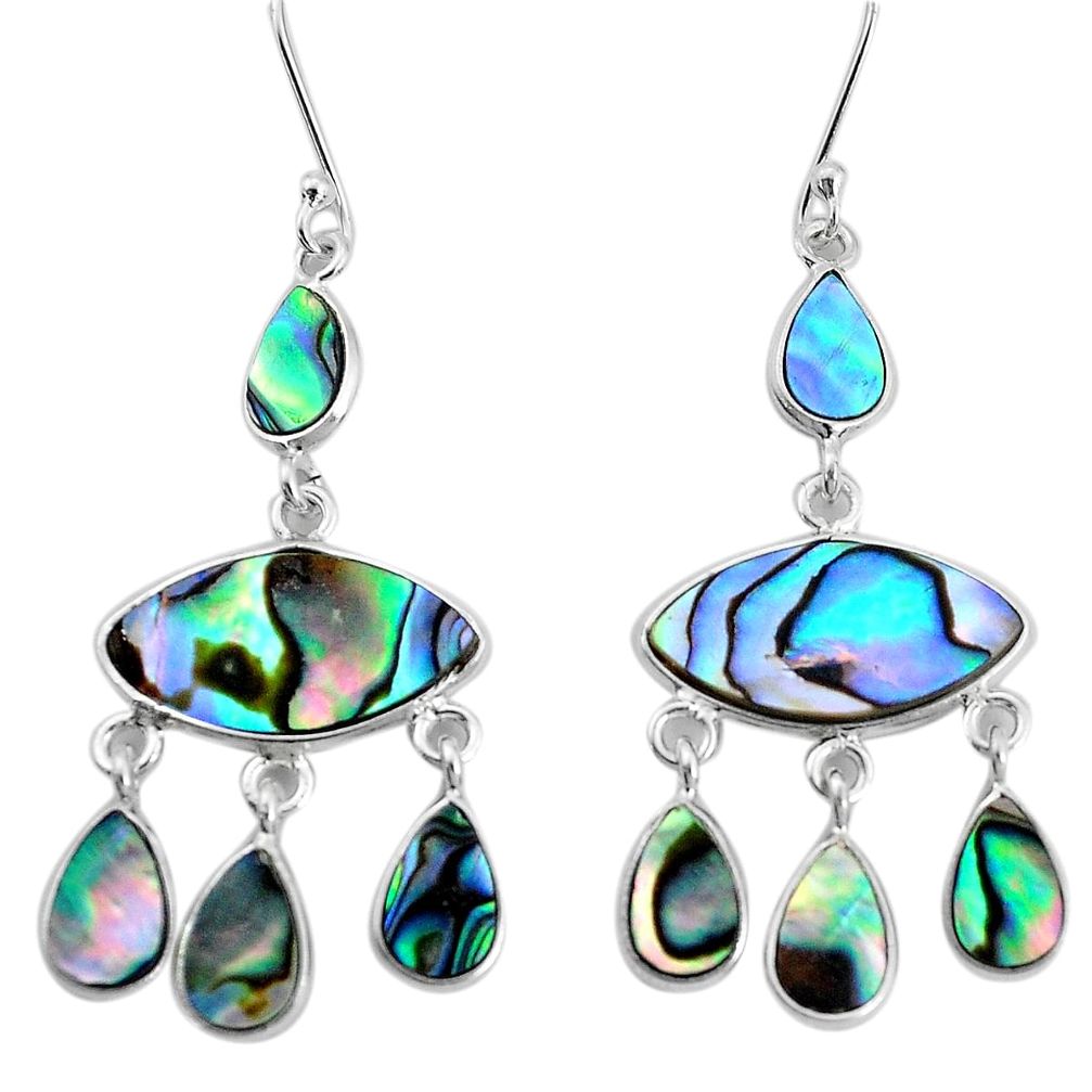 925 silver 15.08cts natural abalone paua seashell chandelier earrings p31217