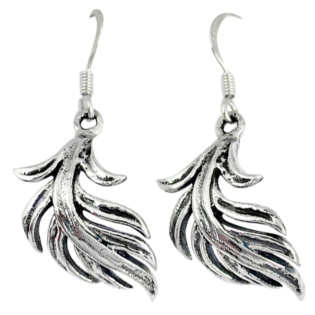 Indonesian bali style solid 925 sterling silver dangle wing charm earrings p3929