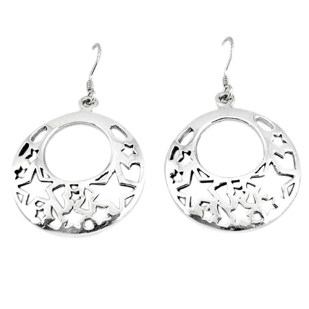 Indonesian bali style solid 925 sterling plain silver dangle earrings p3936